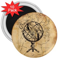 Discover The World 3  Button Magnet (10 Pack)