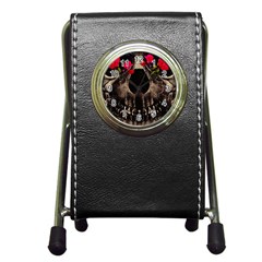 Death and Flowers Stationery Holder Clock