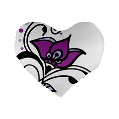 Awareness Flower 16  Premium Heart Shape Cushion  by FunWithFibro