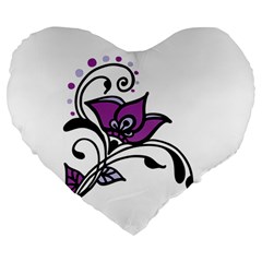 Awareness Flower 19  Premium Heart Shape Cushion by FunWithFibro