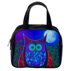 Moon Owl Classic Handbag (one Side) by SaraThePixelPixie