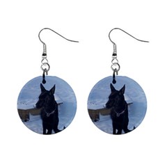 Snowy Gsd Mini Button Earrings by StuffOrSomething