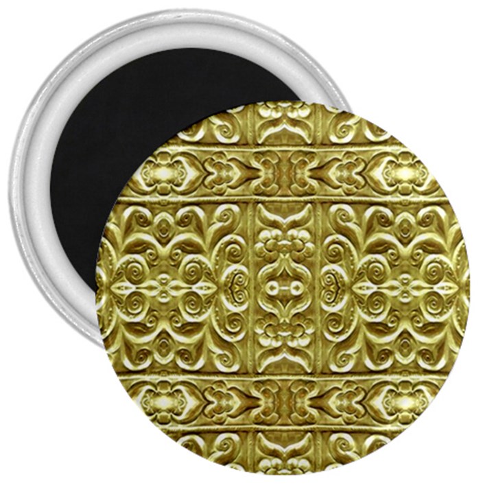 Gold Plated Ornament 3  Button Magnet