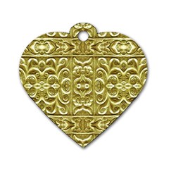 Gold Plated Ornament Dog Tag Heart (two Sided) by dflcprints