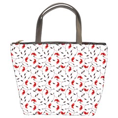 Delicate Red Flower Pattern Bucket Handbag