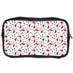 Delicate Red Flower Pattern Travel Toiletry Bag (one Side)