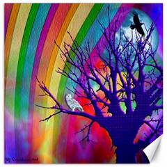 Rainbow Moon Canvas 12  X 12  (unframed) by SaraThePixelPixie