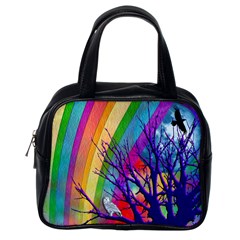 Rainbow Moon Classic Handbag (one Side) by SaraThePixelPixie