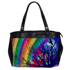 Rainbow Moon Oversize Office Handbag (one Side) by SaraThePixelPixie