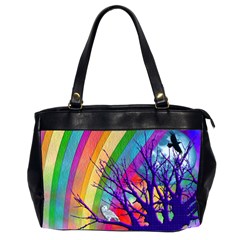 Rainbow Moon Oversize Office Handbag (two Sides) by SaraThePixelPixie