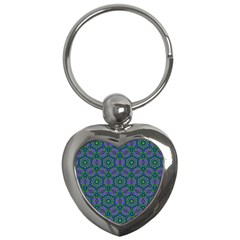 Retro Flower Pattern  Key Chain (heart) by SaraThePixelPixie