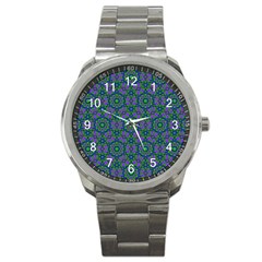 Retro Flower Pattern  Sport Metal Watch