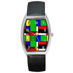 Mondrian Tonneau Leather Watch by Siebenhuehner