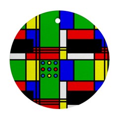 Mondrian Round Ornament (two Sides) by Siebenhuehner