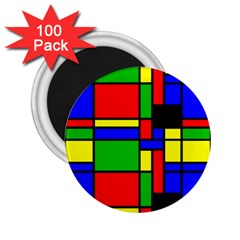 Mondrian 2 25  Button Magnet (100 Pack) by Siebenhuehner