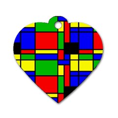 Mondrian Dog Tag Heart (one Sided)  by Siebenhuehner