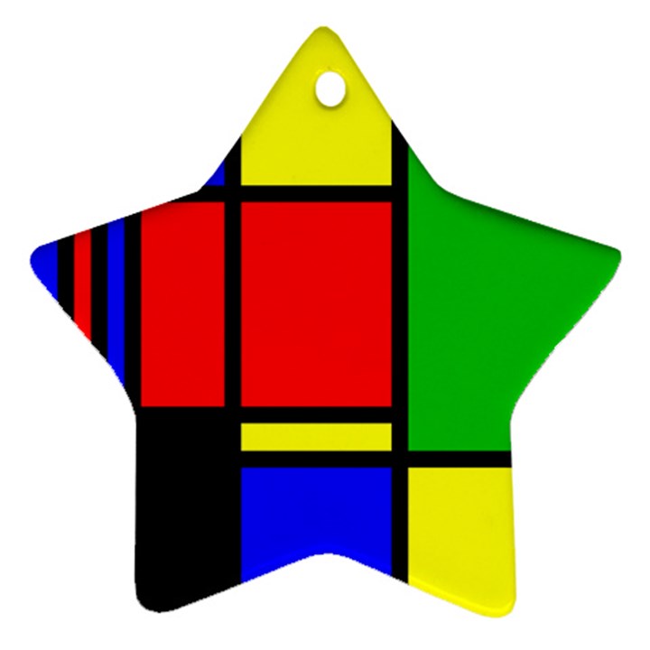 Mondrian Star Ornament (Two Sides)