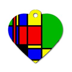 Mondrian Dog Tag Heart (one Sided)  by Siebenhuehner