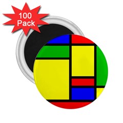 Mondrian 2 25  Button Magnet (100 Pack) by Siebenhuehner