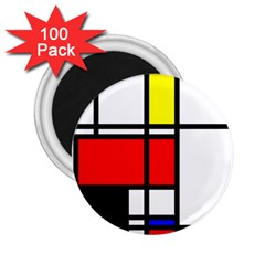 Mondrian 2 25  Button Magnet (100 Pack) by Siebenhuehner