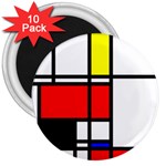 Mondrian 3  Button Magnet (10 pack) Front