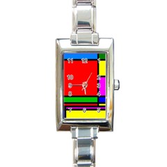 Mondrian Rectangular Italian Charm Watch by Siebenhuehner