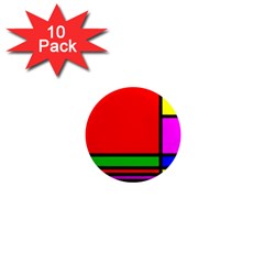 Mondrian 1  Mini Button Magnet (10 Pack) by Siebenhuehner