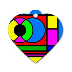 Mondrian Dog Tag Heart (two Sided) by Siebenhuehner