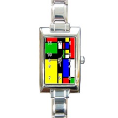 Abstrakt Rectangular Italian Charm Watch by Siebenhuehner