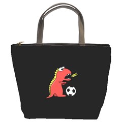 Black Cartoon Dinosaur Soccer Bucket Handbag by CreaturesStore