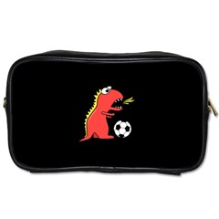 Black Cartoon Dinosaur Soccer Travel Toiletry Bag (one Side)