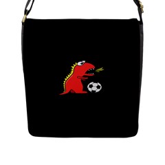 Black Cartoon Dinosaur Soccer Flap Closure Messenger Bag (large) by CreaturesStore