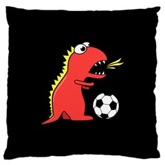 Black Cartoon Dinosaur Soccer Large Cushion Case (two Sided)  by CreaturesStore