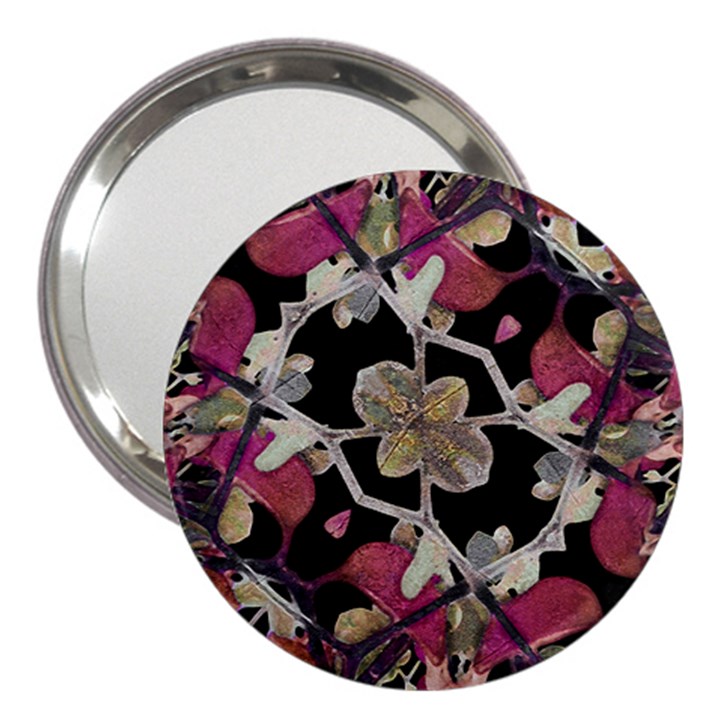 Floral Arabesque Decorative Artwork 3  Handbag Mirror