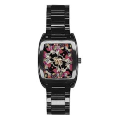 Floral Arabesque Decorative Artwork Stainless Steel Barrel Watch by dflcprints