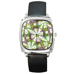 Neo Noveau Style Background Pattern Square Leather Watch by dflcprints