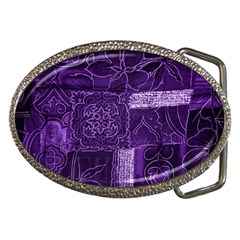 Pretty Purple Patchwork Belt Buckle (oval) by FunWithFibro