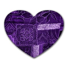 Pretty Purple Patchwork Mouse Pad (heart) by FunWithFibro