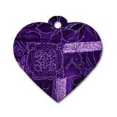 Pretty Purple Patchwork Dog Tag Heart (one Sided)  by FunWithFibro