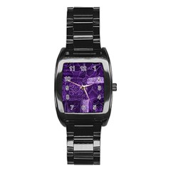 Pretty Purple Patchwork Stainless Steel Barrel Watch by FunWithFibro