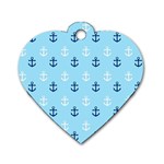 Anchors In Blue And White Dog Tag Heart (One Sided)  Front