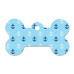 Anchors In Blue And White Dog Tag Bone (two Sided)