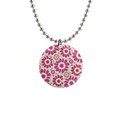Feminine Flowers Pattern Button Necklace by dflcprints