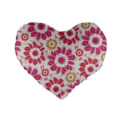 Feminine Flowers Pattern 16  Premium Heart Shape Cushion  by dflcprints