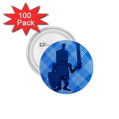 Blue Knight On Plaid 1 75  Button (100 Pack) by StuffOrSomething