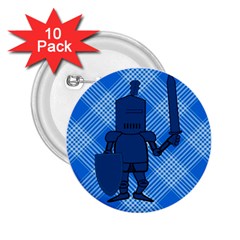 Blue Knight On Plaid 2 25  Button (10 Pack) by StuffOrSomething