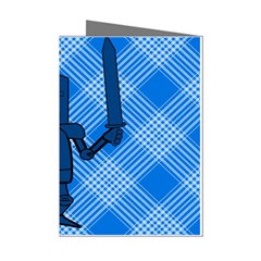 Blue Knight On Plaid Mini Greeting Card (8 Pack)