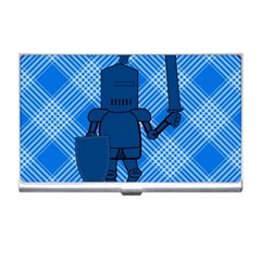 Blue Knight On Plaid Business Card Holder by StuffOrSomething