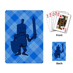 Blue Knight On Plaid Playing Cards Single Design by StuffOrSomething