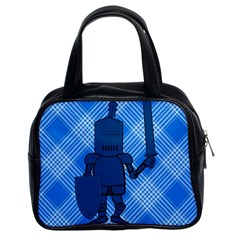 Blue Knight On Plaid Classic Handbag (two Sides) by StuffOrSomething